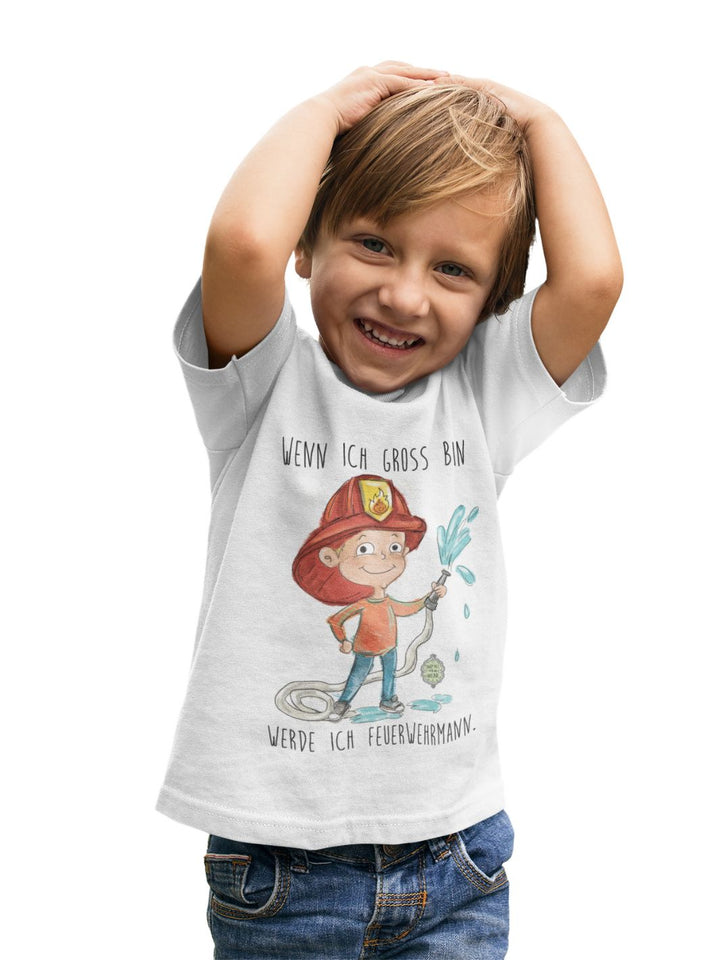 Wenn ich groß bin, werde ich Feuerwehrmann  - 100% Bio, Kinder T-Shirt