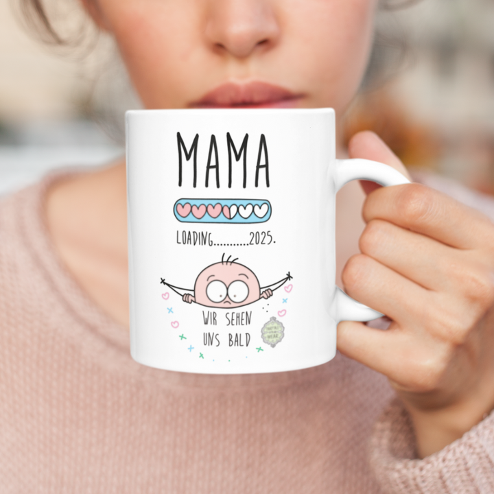 Mama Loading ... Weiße Keramiktasse