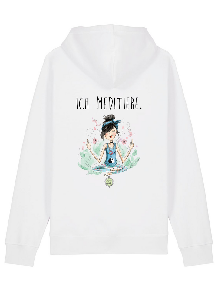 ICH MEDITIERE (RÜCKENPRINT), Yoga - Bio Unisex Hoodie