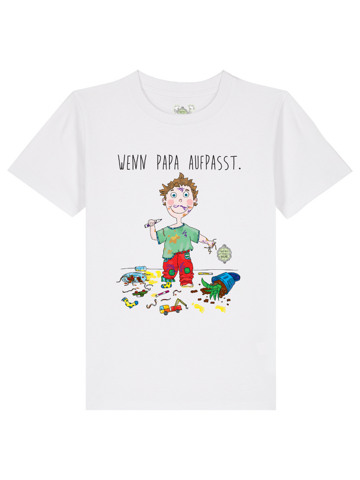 WENN PAPA AUFPASST (JUNGE) - 100% Bio, Kinder T-Shirt