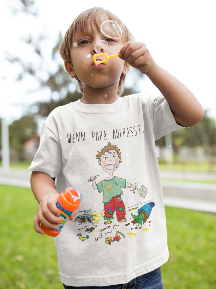 WENN PAPA AUFPASST (JUNGE) - 100% Bio, Kinder T-Shirt