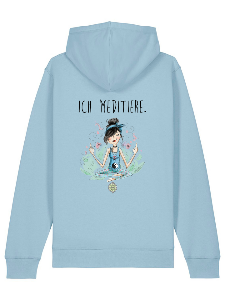 ICH MEDITIERE (RÜCKENPRINT), Yoga - Bio Unisex Hoodie