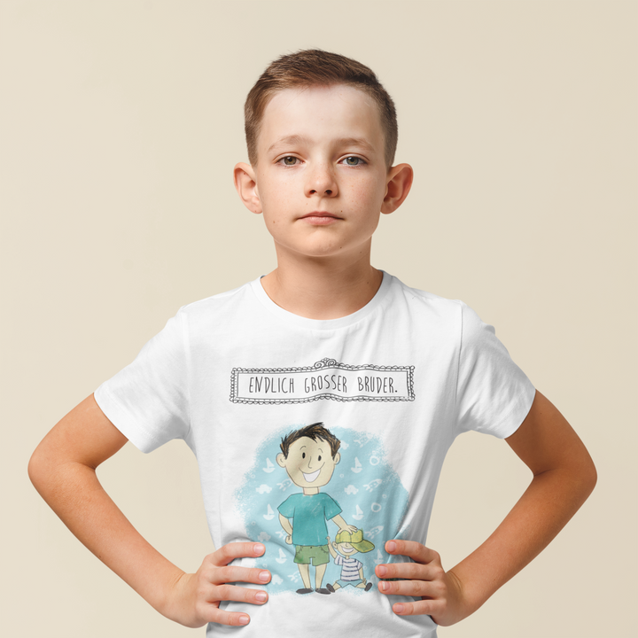 Endlich großer Bruder  - 100% Bio, Kinder T-Shirt