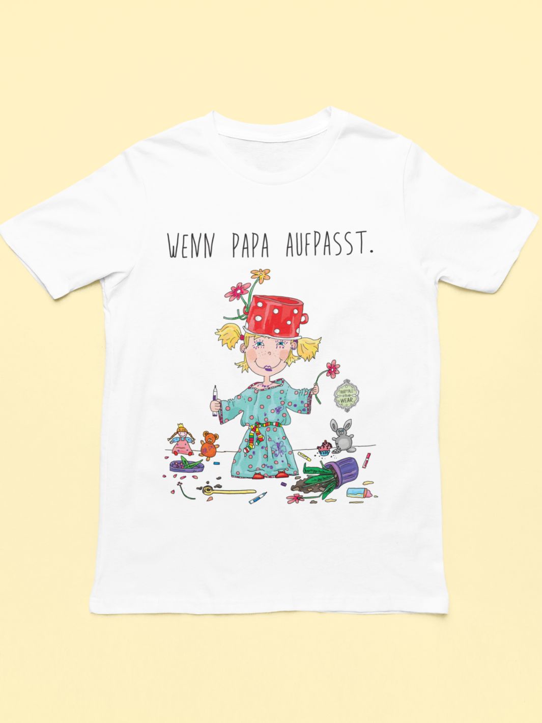 Wenn Papa aufpasst (Mädchen)  - 100% Bio, Kinder T-Shirt